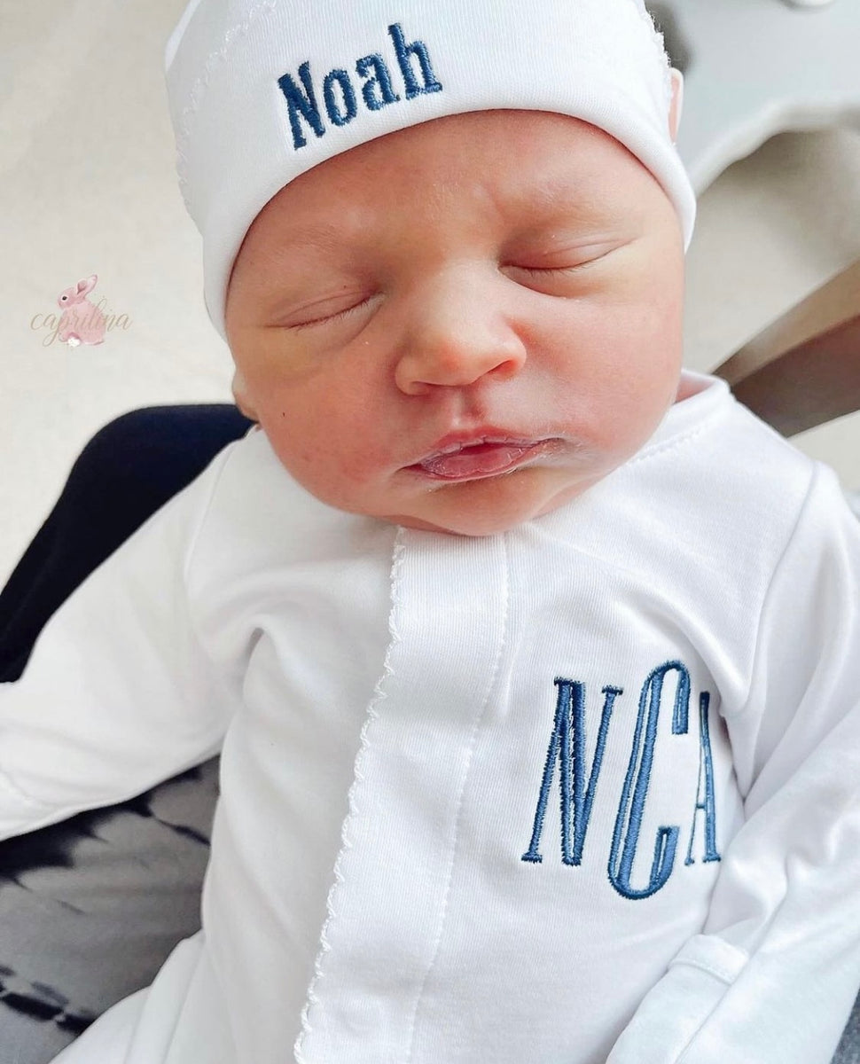 Newborn Boy Outfit White Personalized Baby Coming Home Set