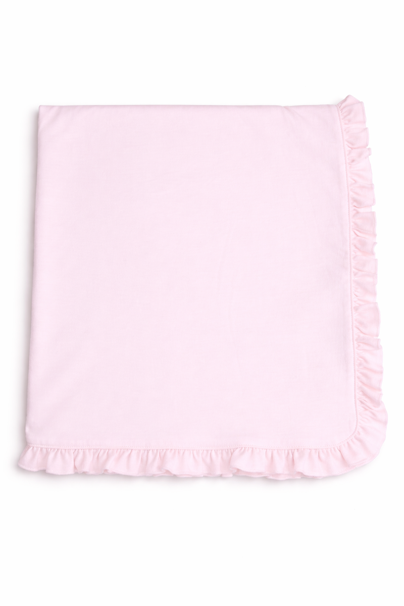 Classic baby pink ruffle blanket from Caprilina