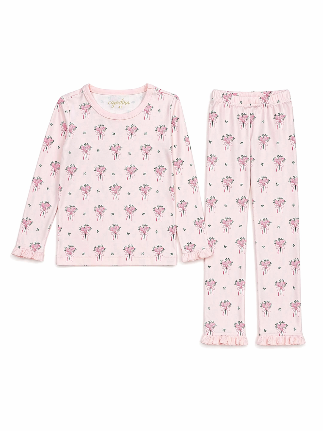 Victoria Pink Bouquet Girls Pajama Set | 100% Pima Cotton Long Sleeve ...