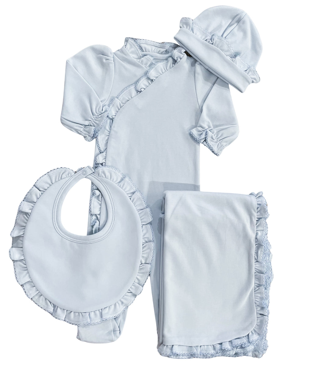 Baby Blue Ruffle Personalized Coming-Home Set – Caprilina