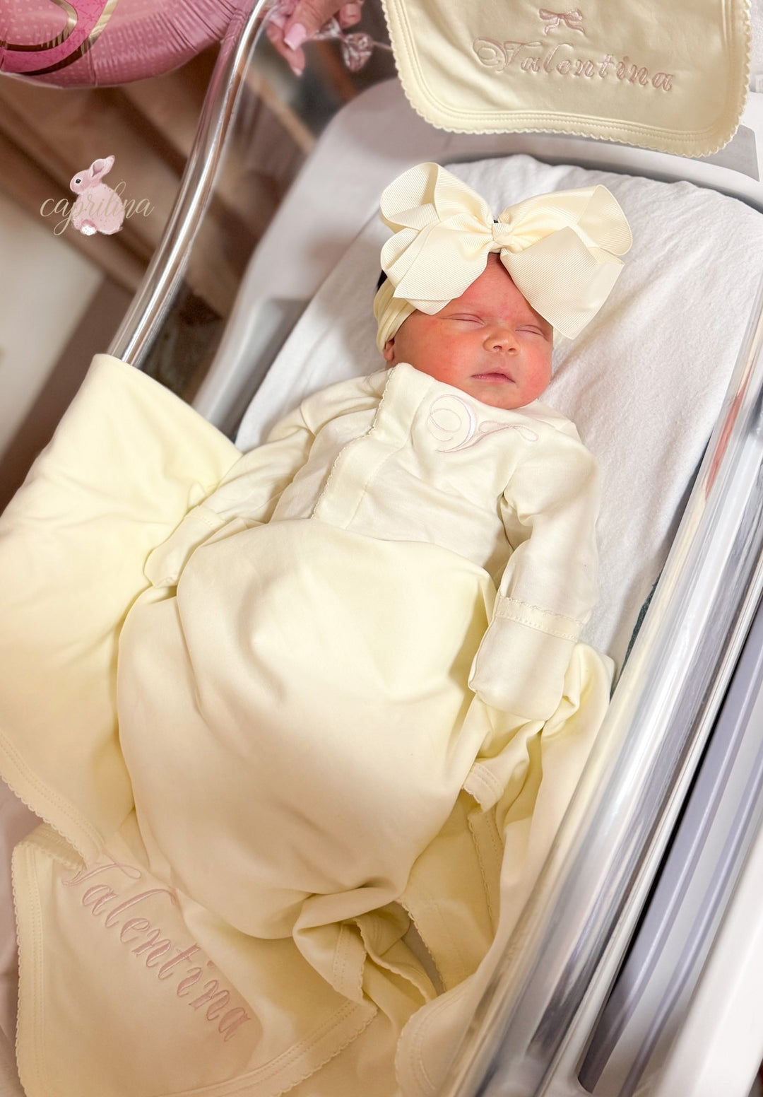 yellow newborn dress Chick Yellow Newborn Personalized Coming Home Outfit – Caprilina