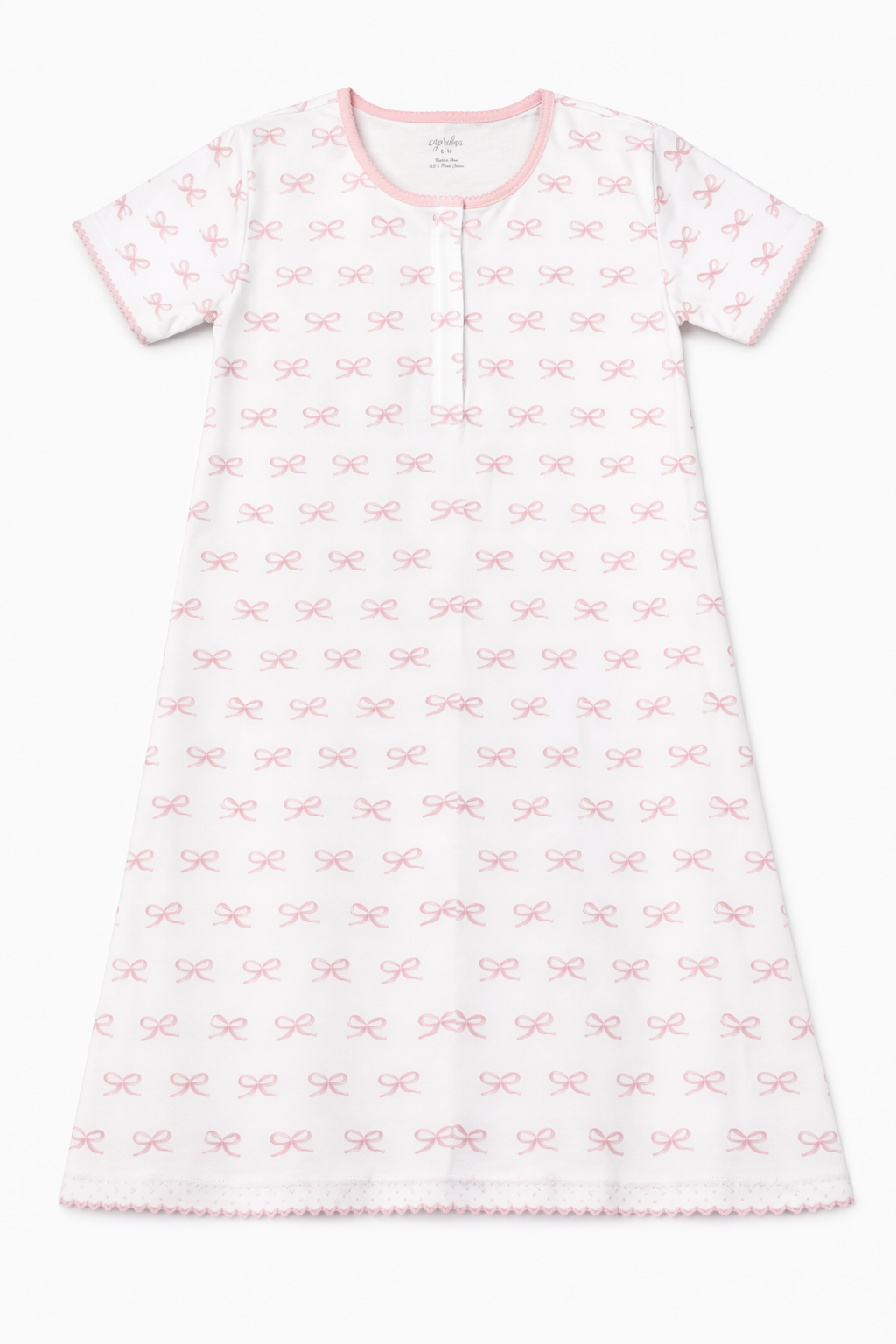 Pink Bow Pima Cotton Maternity & Nursing Nightgown  Breastfeeding Friendly Mom & Baby Matching Pajama Dress L/XL