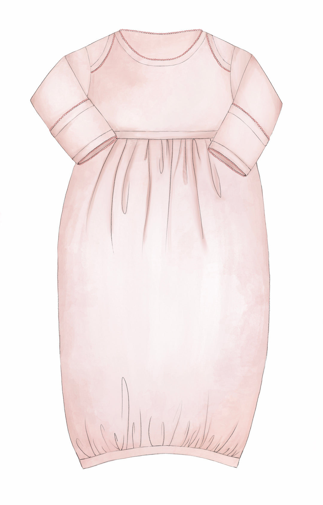 Pink Pima Cotton Baby Gown  Personalized Newborn Hospital Outfit   Caprilina