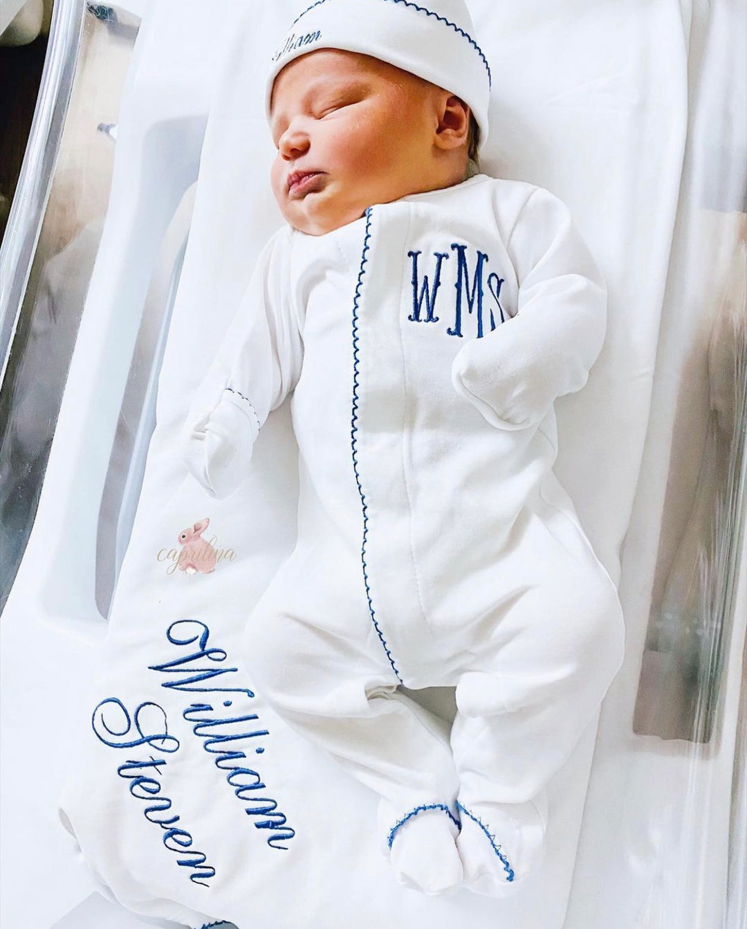 Body Nouveau-Né Garçon - Col Blanc, Bleu - Marque Carriage Boutiques - Coton - Neuf Avec Étiquette